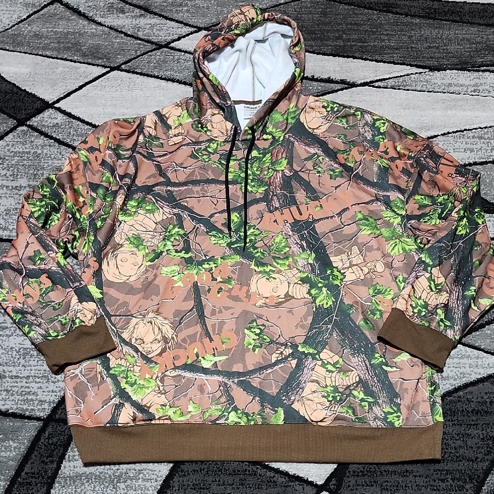 CHUCKY CAMO GRAPHIC RELAXED FIT FLEECE LONG-SLEEVE HOODIE SWEATSHIRT XL